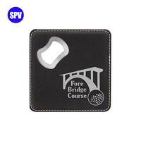 Logo personnalisé imprimé laser, rétro-verre en cuir avec logo personnalisé pour bière avec ouvre-bouteille