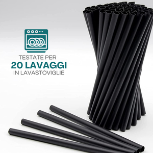 Cannucce dritte riutilizzabili in plastica nera, lunghe 21 cm, diametro 7 mm - Product Image 3