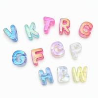 Perles de lettres en acrylique à grand trou, plaquées UV, effet aurore irisé, breloques lettres pour la fabrication de bijoux