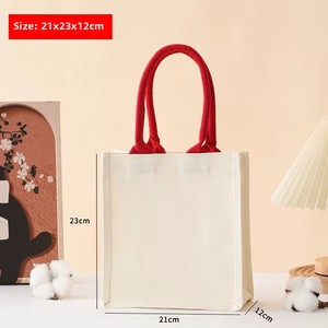 Женская модная Холщовая Сумка-тоут через плечо, однотонная Водонепроницаемая Хлопковая сумка с логотипом, черно-белая сумка для покупок в мультяшном стиле - Product Image 3