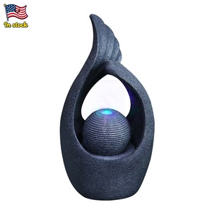 ¡Stock estadounidense! Fuente de resina de diseño hueco con orbe, ideal para los amantes del jardín y la decoración del hogar, jardines o espacios interiores - Product Image 1