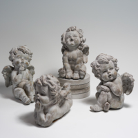 Statue de jardin d'anges chérubins en ciment créatif Figurine d'ange mignon décoration de jardin maison produit unique de bibelot