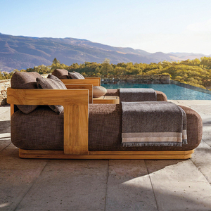 Haut de gamme en plein air teck loisirs canapé cour Villa ensemble tous temps hôtel jardin en bois imperméable et crème solaire meubles - Product Image 4