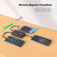 Batterie externe magnétique sans fil 10000mAh, charge rapide 20W PD, chargeur portable avec Type-C intégré et câble