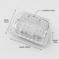 Conteneur en plastique recyclé RPET à clapet, capacité 250g, prêt à être expédié, G250F, boîte d'emballage pour fruits, pour myrtilles