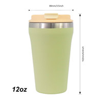 Mug à café isotherme en acier inoxydable à double paroi de 16 oz avec couvercle 2-en-1 et paille intégrée pour boire directement, tasse isolée de 12 oz.