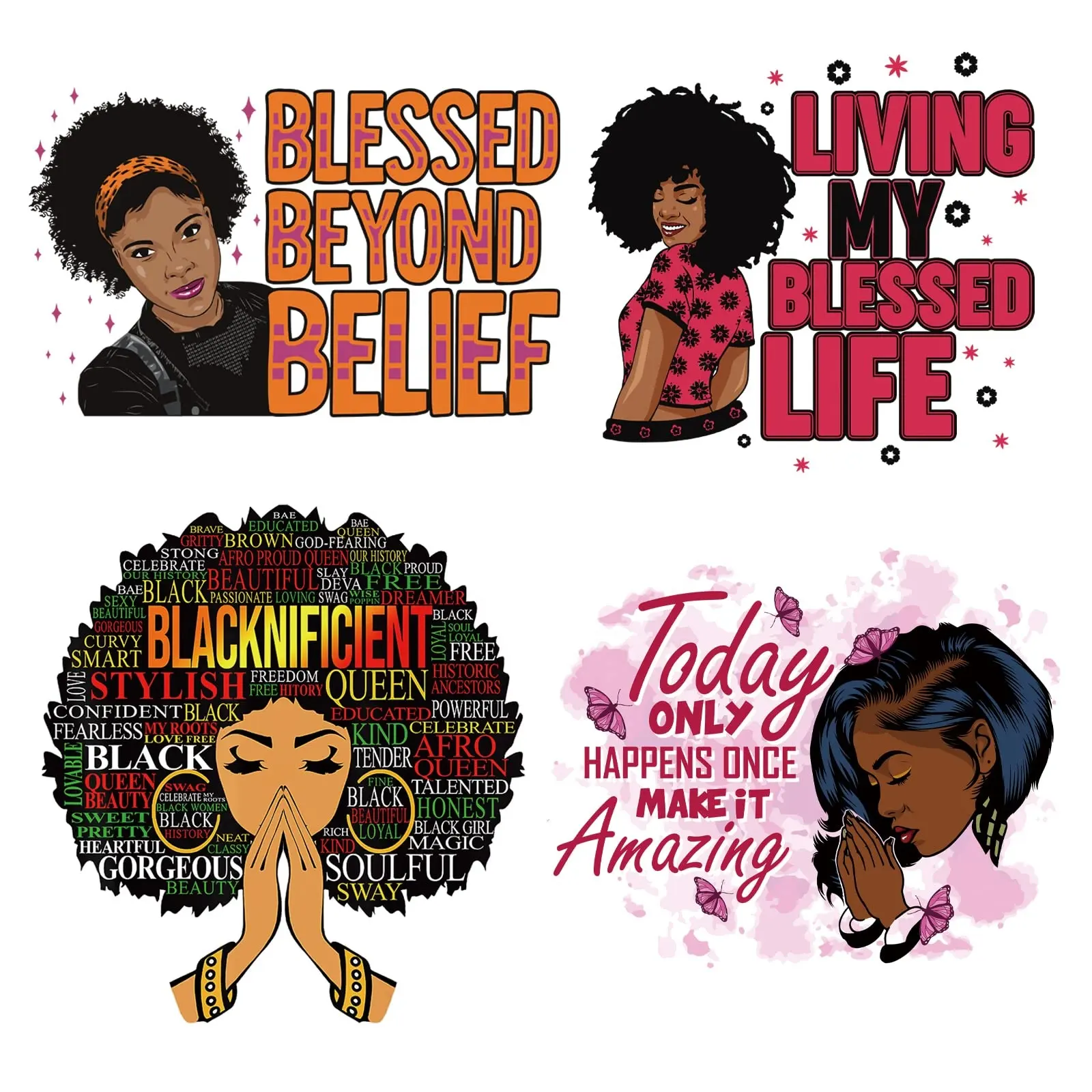 Juneteenth Afro Meisje Ijzer Op Stickers Voor Kleding 9 Stuks Zwarte Vrouwen Ijzer Op Patches Diy Warmte Overdracht Stickers Voor T-Shirt Jean