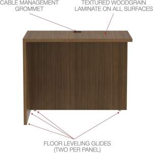 Alera VA353624WA Série Valencia 35 pouces. X 23-5/8 pouces X 29-1/2 pouces Bureaux de direction modernes en noyer, réversibles, avec coque de retour/pont - Product Image 4