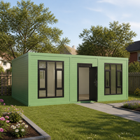Maison conteneur portable à extension aile, unité de logement préfabriquée de 20 pieds avec structure en acier, 2 chambres, cuisine et salle de bain pour projets isolés