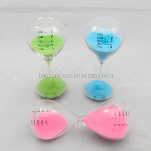Usine pas cher petit verre clair soufflé à la bouche 5 minutes Art déco sablier écologique rouge/bleu/vert couleurs de sable personnalisables - Product Image 5
