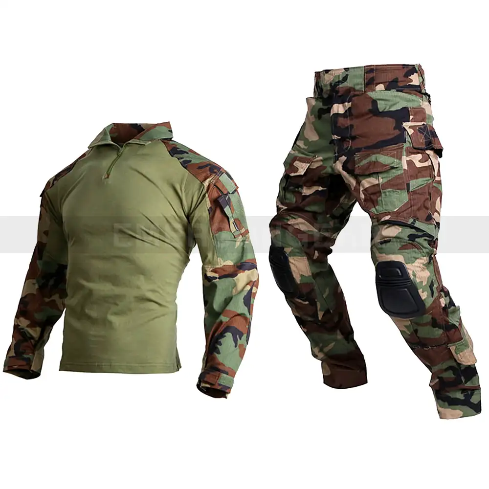 Emersongear 2022 New Combat Shirt Woodland Camouflage Military Uniform G3 Army Tactical Pants Uniforms With Knee Pads