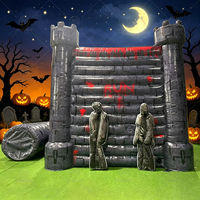 Maison hantée gonflable géante avec figurines de zombies, tente de labyrinthe d'horreur gonflable pour événements d'Halloween et décoration de jardin
