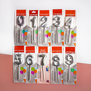 เทียนวันเกิดสีทอง เงิน ม่วง เมทัลลิก หมายเลข 0-9 ขนาด 11 ซม. แบบ 3 มิติ โครเมียม สำหรับตกแต่งเค้กวันครบรอบ - Product Image 3