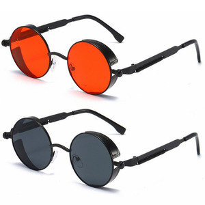 Retro <b>Steampunk</b> Sunglasses Men Women Luxury Brand Vintage Round Glasses Metal Glasses Fashion Driving UV400 - Product Image 1