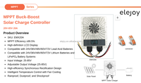 Contrôleur de charge solaire MPPT réglable ELEJOY EMX20A 1200W, 99% intelligent, Buck Boost, affichage LED, chargeur de batterie, approuvé CE