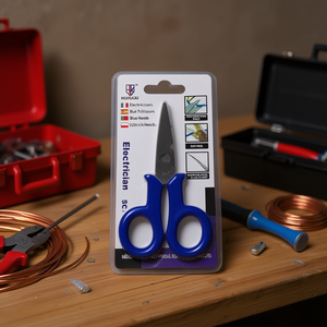 Electrician Scissors Blue Handle 12Pcs Pack For Wire Cutting And Stripping - Product Image 2