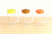 Carafe à eau en PC de qualité alimentaire avec poignée - Carafe à boisson transparente avec couvercle coloré pour café et maison Bouilloire à eau durable