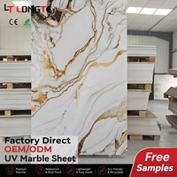 Panneau mural intérieur en PVC UV effet marbre brillant, décoration, panneau plastique imperméable, vente en gros, taille et design personnalisés
