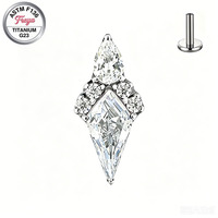 Boucles d'oreilles Freya G23 en titane avec pierre, bijoux de piercing tendance, zircon, hélix, snugg, tragus, piercings labret à filetage interne pour lèvre