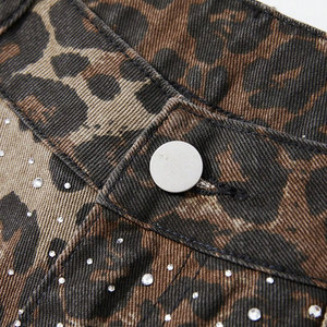 Tùy chỉnh-thực hiện chất lượng cao báo in thẳng chân Quần Short Denim cho nam giới phong cách đường phố Punk rửa lỏng quần short giản dị - Product Image 3