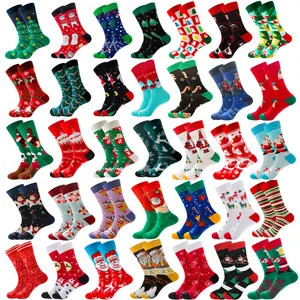 Low MOQ Bulk Weihnachts socken Mann Happy Uniform Kleid Socken Winter Crew Baumwolle Neujahrs geschenk