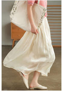 Soie brillante fleur nacrée chignon grande balançoire jupes femmes <span class=keywords><strong>voile</strong></span> longue jupe nouveau Design de mode lanterne parapluie jupe - Product Image 5