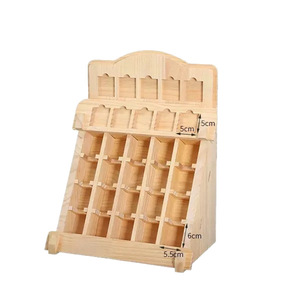 Wooden Card Holder Multi Layer Storage Rack 20 Cm Natural <b>Wood</b> Color <b>Desktop</b> Display For Cards And Small Items - Product Image 2