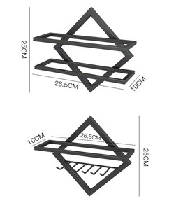 Support mural en métal noir pour bouteilles <span class=keywords><strong>de</strong></span> <span class=keywords><strong>vin</strong></span>, organisateur <span class=keywords><strong>de</strong></span> rangement pour la maison, la cuisine ou le bar - Product Image 6