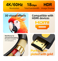 Cable HDMI 2.0 4K 60Hz, Macho a Macho, PVC, Amarillo y Negro, Moldeado, 1M 1.5M 2M 3M 5M 10M, para Monitor, Proyector, Laptop, OEM, ODM