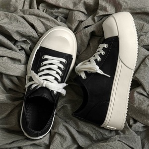 Zapatos casuales negros para hombre, zapatillas blancas, zapatos de suela gruesa que aumentan la altura, estilo británico, zapatos de ala ancha para hombre - Product Image 2