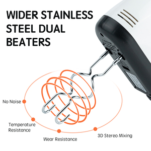 Batidora Eléctrica de Mano de 7 Velocidades y 200W con Batidores de Acero Inoxidable y Ganchos para Amasar, Diseño de Elevación de Tazón para Repostería, Crema, Huevos - Product Image 4