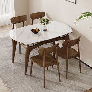 Nordic Minimalist Solid Wood Extendable <b>Round</b> Dining <b>Table</b> For <b>Small</b> Apartment Living Room - Product Image 3
