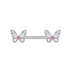 Piercing de Pezón de Acero Inoxidable con Zirconia en Forma de Mariposa, 14mm, Set de Piercings Corporales Modernos para Unisex, Regalo para Fiestas - Product Image 3