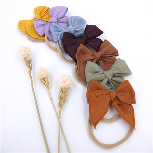 Pinces à cheveux ajustables en Nylon pour tout-petits, taille personnalisée, accessoire de coiffure pour petites filles, bandeau avec nœud en lin - Product Image 3