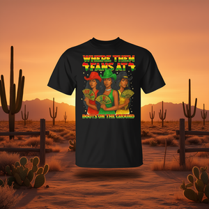 Camiseta Western Cowgirl negra con estampado digital de manga corta y cuello redondo para adulto unisex - ¡Donde están los fans! Botas en el suelo. - Product Image 3