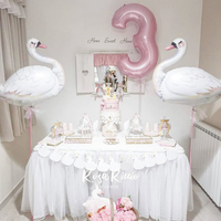 Ballons à hélium pour filles, thème princesse, motifs d'animaux, cygne, rose, décoration d'anniversaire, ensemble de ballons