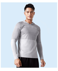 Camisetas de gimnasio personalizadas de talla grande para hombre, camiseta de compresión de entrenamiento de secado rápido, Sudadera con capucha de manga larga para culturismo, camisetas que absorben el sudor para correr - Product Image 3