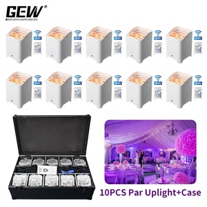 10 pz. 6x18W RGBAW UV 6in1 Faretto LED Par Can Wireless a Batteria DMX Wifi con Custodia di Ricarica per Matrimoni, Feste ed Eventi - Product Image 1
