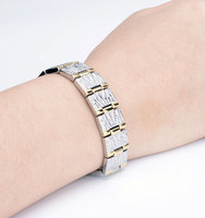 Pulsera de Acero Inoxidable 316L de Venta Caliente, Ancha, para Alivio del Dolor, con Iones Negativos, Anti-Radiación, con Elemento Magnético de 3 Filas