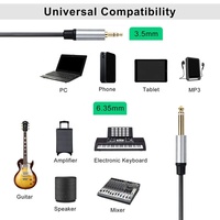 Câble audio Yinyu AC062M 3,5 mm TRS vers 6,35 mm TS, blindage OFC, faible bruit, pour moniteur de studio, mixeur, amplificateur