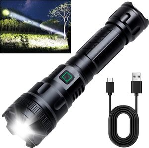White LED Rechargeable Aluminum Tactical EDC Flashlight with 20000LM 1000m Range Zoomable IP54 Magnetic Base - Product Image 2