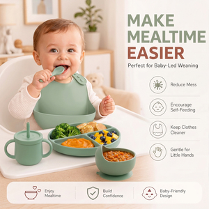 Ensemble d'alimentation <span class=keywords><strong>pour</strong></span> bébé en silicone personnalisé en gros, ensemble de vaisselle <span class=keywords><strong>pour</strong></span> nouveau-né, ensemble d'assiettes <span class=keywords><strong>pour</strong></span> bébé, ensemble d'alimentation en silicone avec sac de rangement - Product Image 2