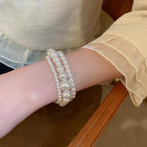 होवसाक कस्टम सोने ने एकल ताजा पानी मोती कंगन ट्रेंडी कई परत वाइंडिंग स्ट्रिंग बेडेड ब्रेसलेट थोक - Product Image 3