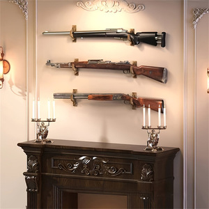 Soporte de pared de madera para armas, estante horizontal de madera maciza para exhibir rifles, para armas de caza y arcos, duradero, un par. - Product Image 2
