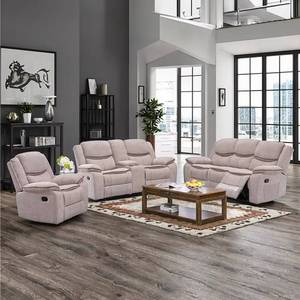 Conjunto de sofá reclinable manual con estructura de madera moderna, mesa plegable y extensible con tablero abatible y tapicería de cuero PU, adecuado para - Product Image 5