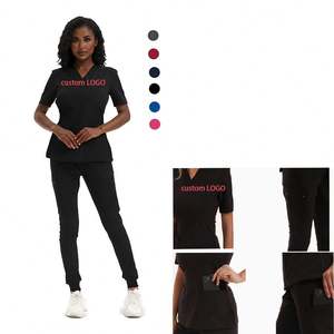 Conjunto de Uniforme Médico Transpirable para Enfermeras, Conjunto de Uniforme Médico de Punto Blanco Moderno con Elasticidad en 4 Direcciones - Product Image 1