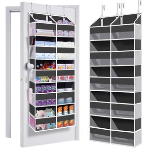 Organisateur à suspendre derrière la porte, 20 poches, gris foncé, type crochet, rangement pour produits pour bébés, support mural pour l'organisation derrière la porte - Product Image 1