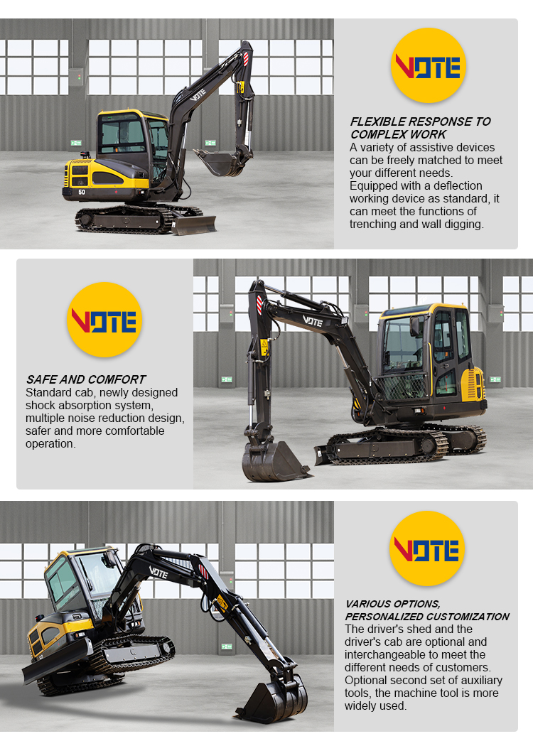 Mini excavator 5 ton mini digger high quality produced digger China excavators 5 ton approved by CE certificate