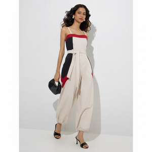 Mono Nuon blanco de mezcla de algodón con cinturón - Product Image 1