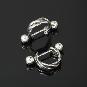Cross Border <b>Titanium</b> Steel <b>Stud</b> Earrings Geometric Twist Design For Men Women CF112 - Product Image 2